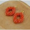 Vergulde glassberry braam oorbellen met oranje sprankling kristallen