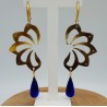 Oorbellen met Buffelhoorn en Saffier blauwe quartz briolet