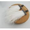 Tassel oorbellen met witte veren en zilveren kristallen