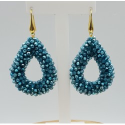 Vergulde braam glassberry oorbellen open druppel blauw metallic kristallen