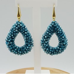Vergulde braam glassberry oorbellen open druppel blauw metallic kristallen