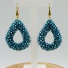 Vergulde braam glassberry oorbellen open druppel blauw metallic kristallen