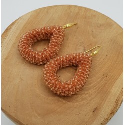 Vergulde glassberry braam oorbellen open druppel zacht oranje kristallen