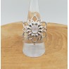 Zilveren mandala ring gezet met ronde cabochon Maansteen 17 mm