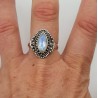 Zilveren ring gezet met marquise facet Maansteen 18.5 mm