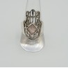 Zlveren Hamsa hand ring gezet met Rozenkwarts 19 mm