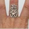 Zlveren Hamsa hand ring gezet met Rozenkwarts 19 mm