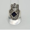 Zilveren Hamsa hand ring gezet met Ioliet 19.5 mm