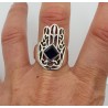 Zilveren Hamsa hand ring gezet met Ioliet 19.5 mm