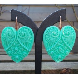 Oorbellen met uitgesneden hart mint groen