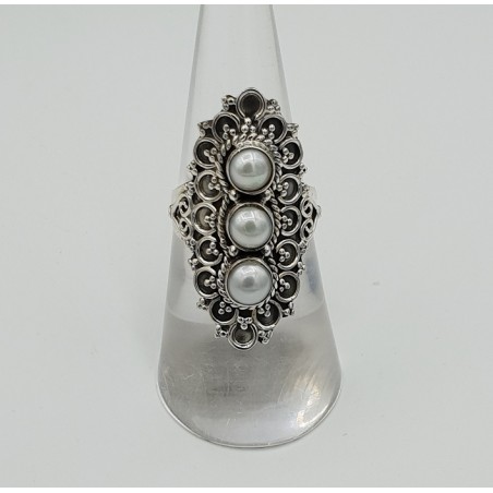 Zilveren ring gezet met Parels 16.5 mm