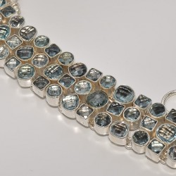 Zilveren edelsteen armband facet blauw Topaas stenen