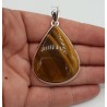 Zilveren hanger met brede druppelvormige cabochon Tijgeroog
