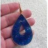 Vergulde oorbellen uitgesneden blauwe Jade in omlijsting