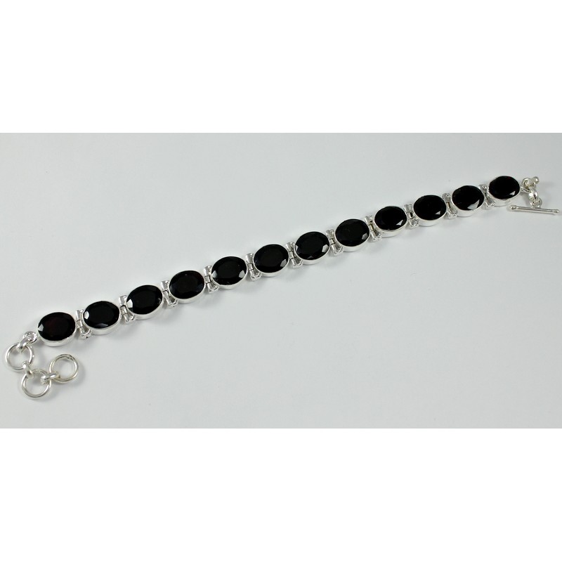 Zilveren edelsteen armband met ovale Granaten