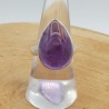 Zilveren ring gezet met druppelvormige cabochon Amethist 17.5 mm