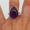 Zilveren ring gezet met druppelvormige cabochon Amethist 17.5 mm
