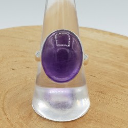 Zilveren ring gezet met ovale cabochon Amethist 18 mm