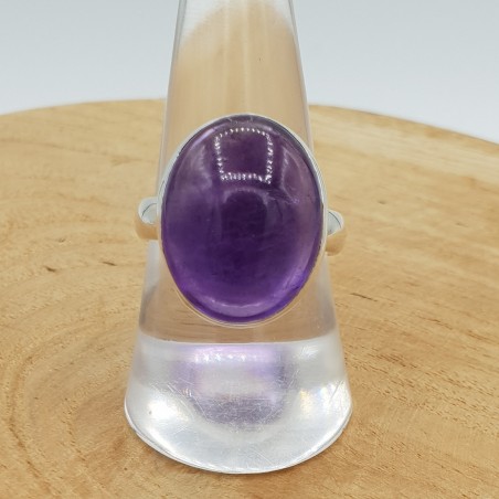 Zilveren ring gezet met ovale cabochon Amethist 18 mm