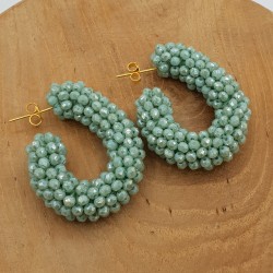 Glassberry creolen mint groene kristallen