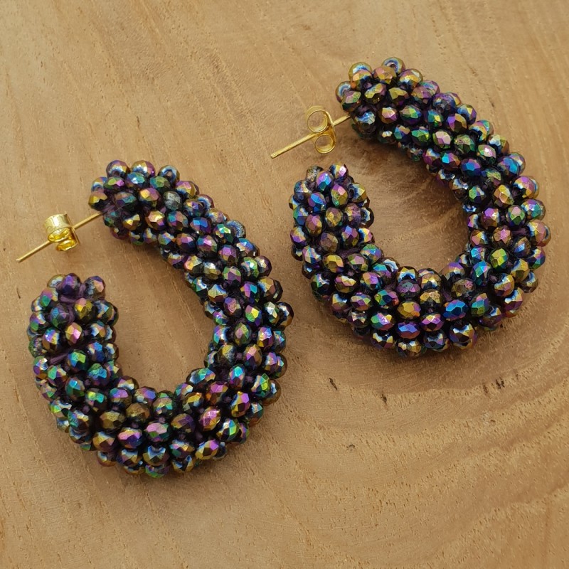 Glassberry creolen regenboog metallic kristallen