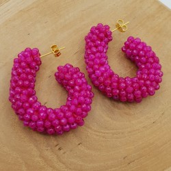Glassberry creolen fuchsia roze kristallen