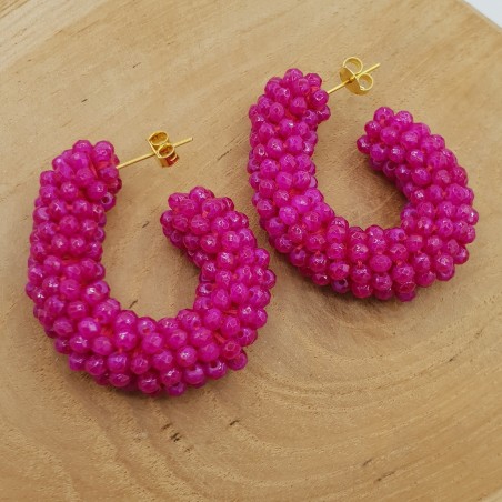 Glassberry creolen fuchsia roze kristallen