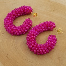 Glassberry creolen fuchsia roze kristallen