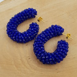 Glassberry creolen donker blauwe kristallen
