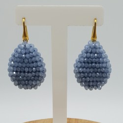 Vergulde braam glassberry oorbellen platte druppel blauwe kristallen