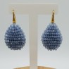 Vergulde braam glassberry oorbellen platte druppel blauwe kristallen