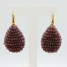 Vergulde braam glassberry oorbellen platte druppel paarse kristallen