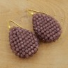 Vergulde braam glassberry oorbellen platte druppel paarse kristallen