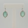 Zilveren oorbellen gezet met ovale facet aqua Chalcedoon