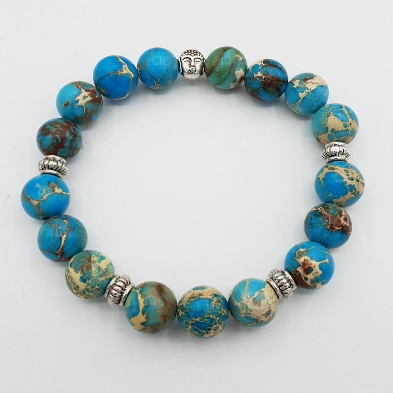 Stretch armband met blauw Sediment Jaspis