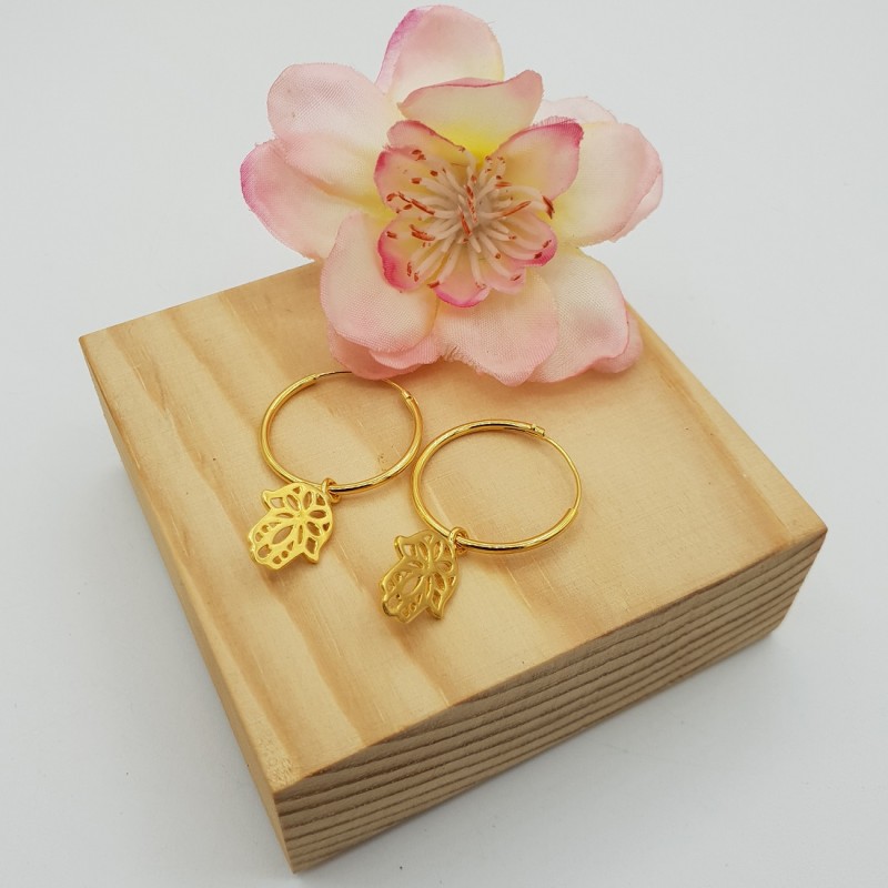 Vergulde creolen met hamsa hanger