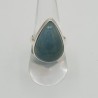 Zilveren ring gezet met druppelvormige cabochon Aquamarijn 18.5 mm