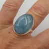 Zilveren ring gezet met ovale cabochon Aquamarijn 18.5 mm