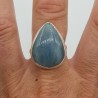 Zilveren ring gezet met cabochon Aquamarijn 18.5 mm