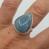 Zilveren ring gezet met cabochon Aquamarijn 18.5 mm