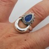 Zilveren maan ring gezet met blauw Chalcedoon