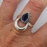 Zilveren maan ring gezet met Ioliet 18.5 mm