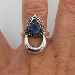Zilveren maan ring gezet met Kyaniet