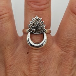 Zilveren maan ring gezet met Meteoriet Campo del Cielo 19 mm