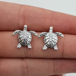 Zilveren schildpad oorknoppen groot