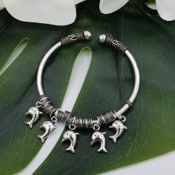 Zilveren armband / bangle met dolfijntjes