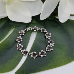 Zilveren bloemen armband