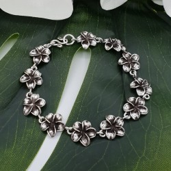 Zilveren bloemen armband