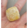 Zilveren ring gezet met vierkante Fossiel Koraal 17.3 mm