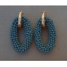 Creolen grote ovale van jeans blauwe Kristallen